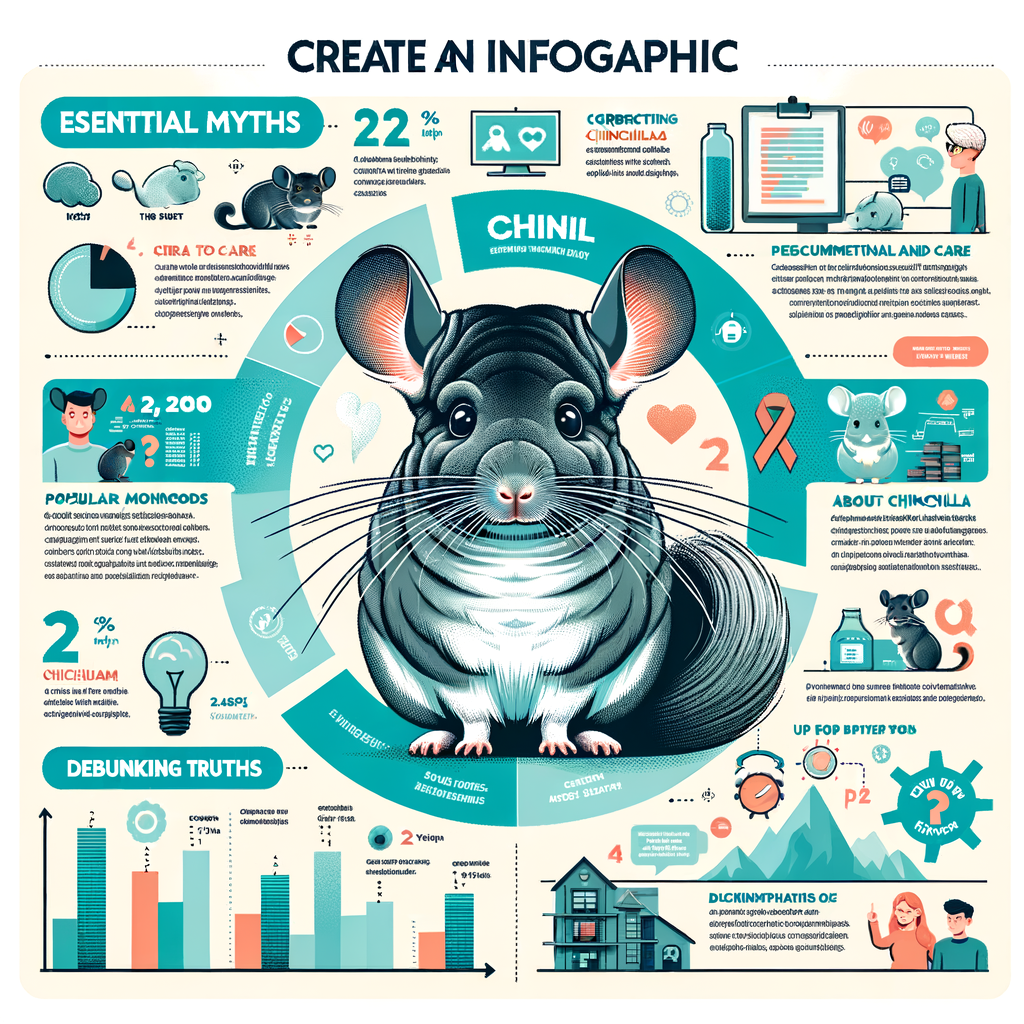 Infographic debunking Chinchilla myths and highlighting Chinchilla facts, care, behavior, and truths for better understanding of Chinchillas and distinguishing Chinchilla fact vs fiction.