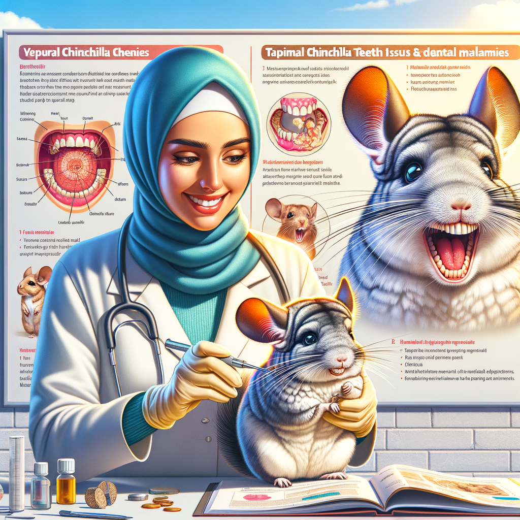 Veterinarian performing a chinchilla dental check-up, highlighting healthy teeth and common chinchilla teeth problems, with dental care tips for maintaining chinchilla oral hygiene and preventing dental diseases.