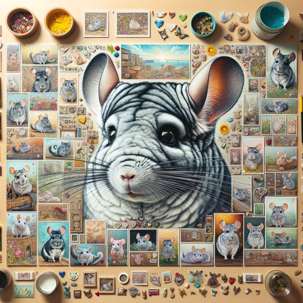 Chinchilla pet memories displayed on a DIY pet memory wall, featuring cherished moments, DIY Chinchilla projects, and keepsakes, creating a visual Chinchilla memory lane.