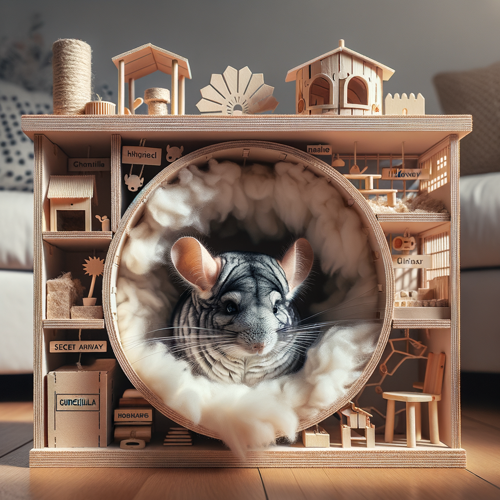 DIY Chinchilla cage design featuring a cozy relaxation nook and innovative Chinchilla DIY projects for creating a comfortable and aesthetically pleasing Chinchilla retreat.