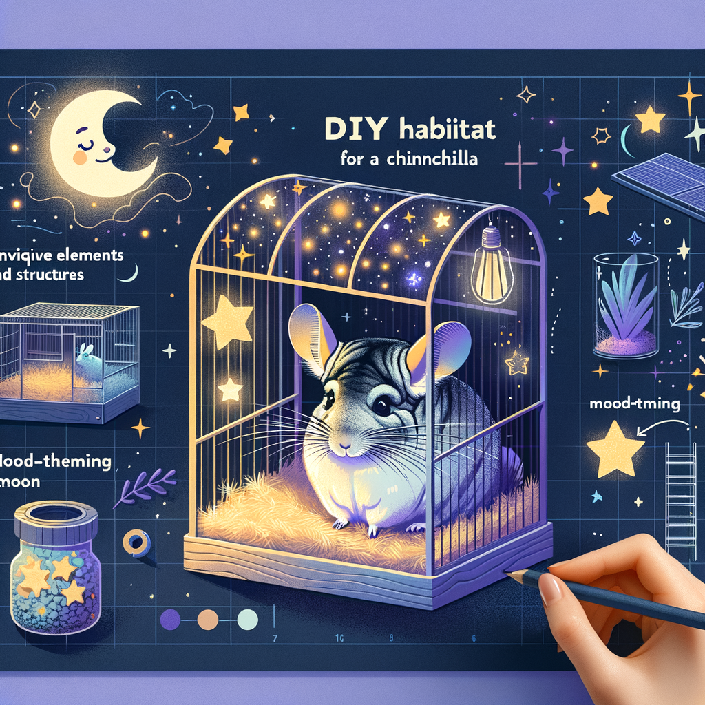 DIY Chinchilla Habitat with a Starry Night Sky design, showcasing innovative Chinchilla Cage Ideas for a DIY Pet Habitat in the Chinchilla Night Sky theme.