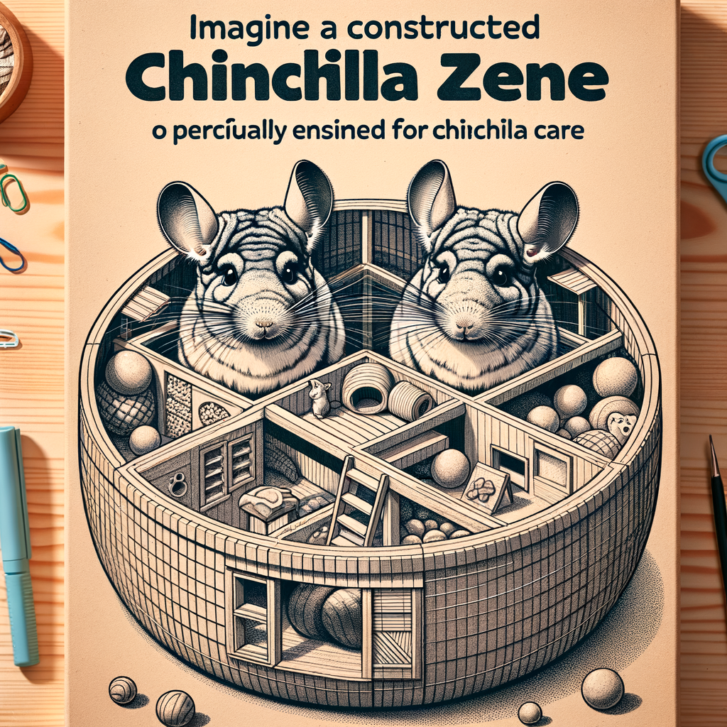 Chinchilla Zen Zone showcasing optimal Chinchilla care, relaxation, and wellness in a well-designed Chinchilla retreat with stress-relief toys and cozy sleeping areas.