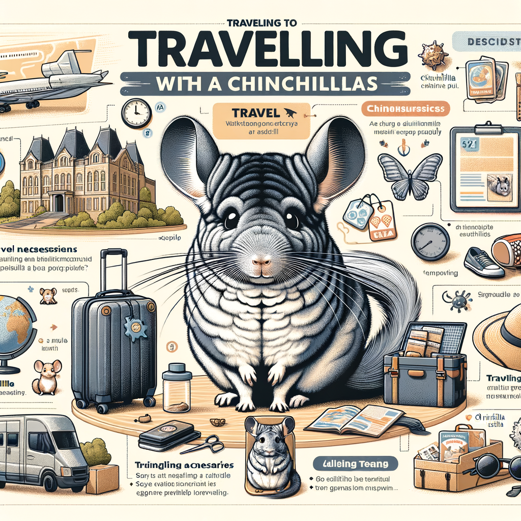 Comprehensive chinchilla travel guide infographic detailing chinchilla-friendly travel experiences, safety measures, and essential accessories, providing valuable travel advice for chinchilla owners embarking on adventures.
