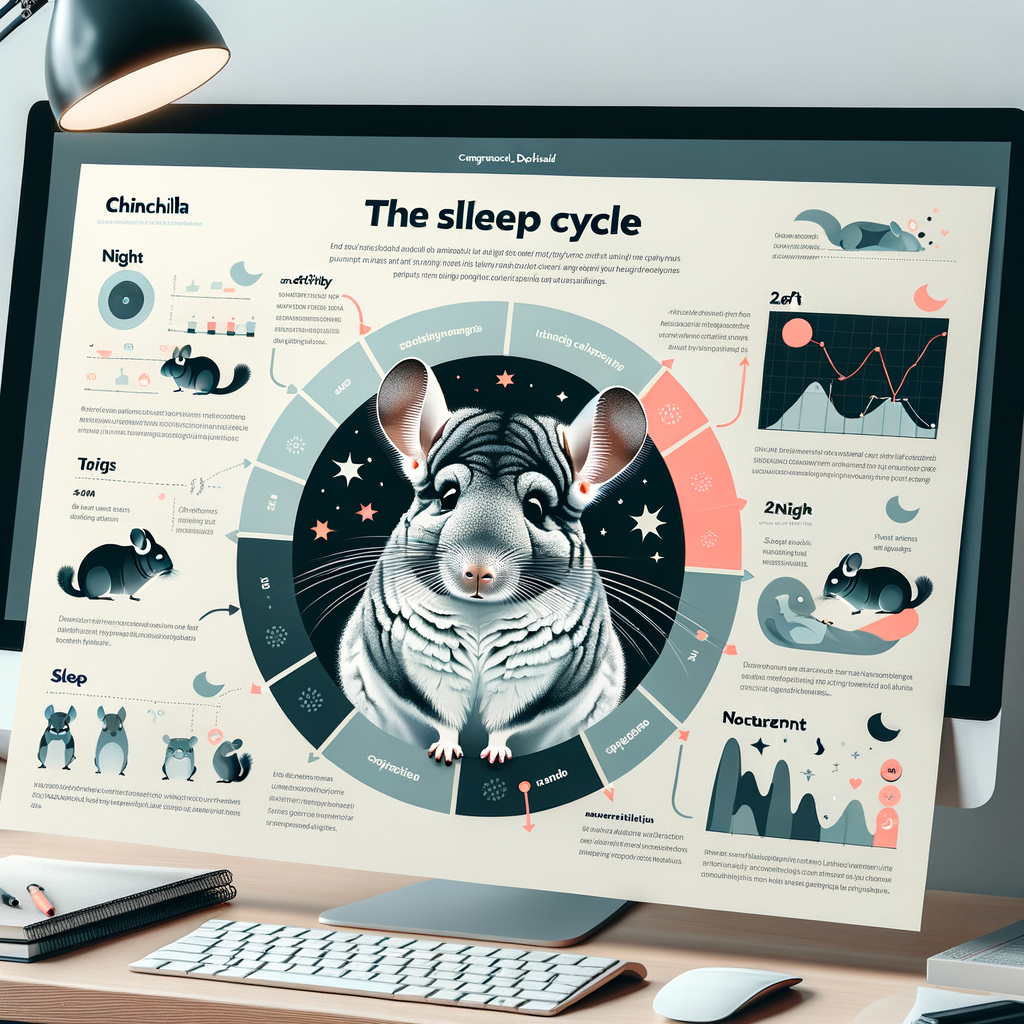 Infographic illustrating Chinchilla nocturnal behavior, sleep patterns, night activity, and care tips to understand Chinchilla sleep cycle and schedule for effective Chinchilla behavior management.