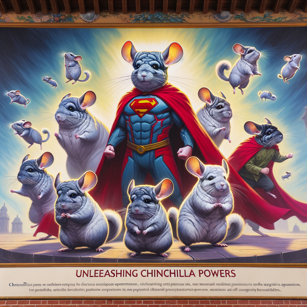 Chinchilla Superheroes showcasing their Inner Powers of agility, intelligence, and strength, vividly Unleashing Chinchilla Powers, embodying the spirit of Heroic Chinchillas with Super Powers.