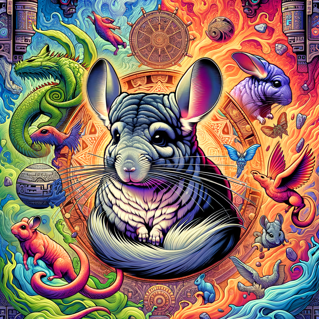 Artistic representation of ancient Chinchilla legends and myths, highlighting Chinchilla folklore and their significant role in historical mythology from various cultures.