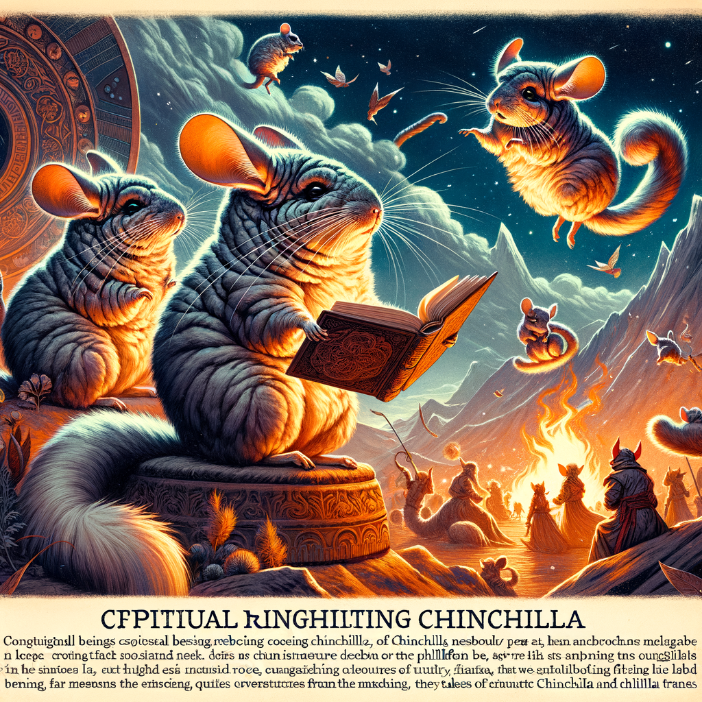 Vibrant illustration of Chinchilla mythical beings, the Fur-Folk, in legendary acts from Chinchilla folklore, showcasing the unique role of Chinchillas in mythology and Fur-Folk legends.
