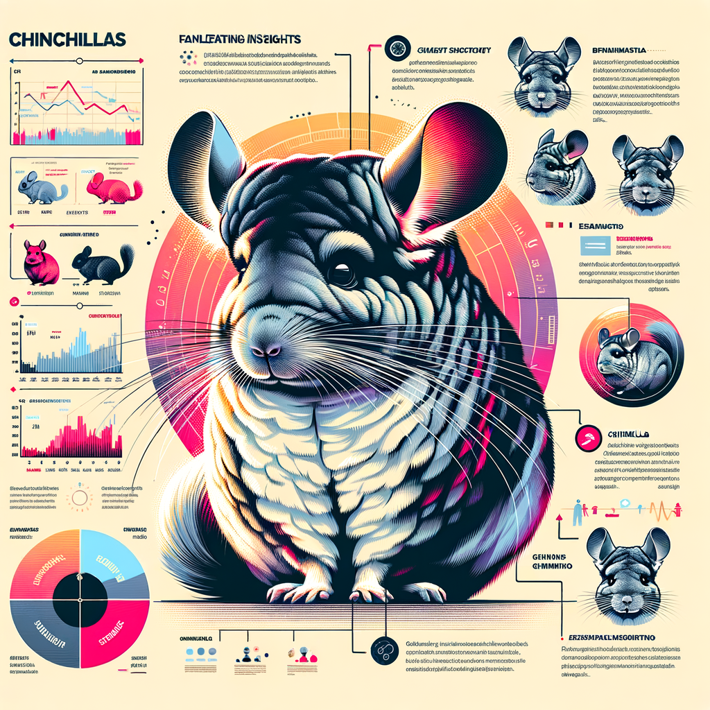 Infographic presenting Chinchilla facts and science, highlighting furry creatures' unique characteristics, behavior, and biology, with a focus on different Chinchilla species and research.